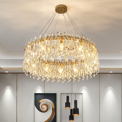 Fancy Gold Crystal Pendant Lamp Bedroom Decorative 110lm