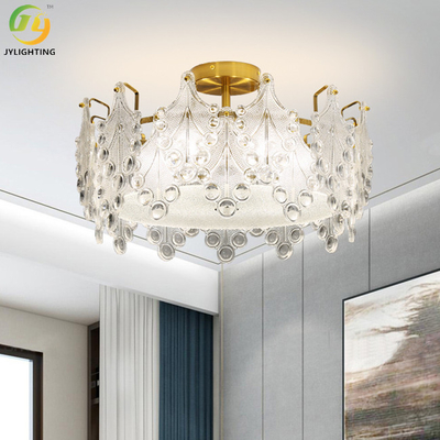 Romantic Clear Crystal Pendant Light For Bedroom H240mm