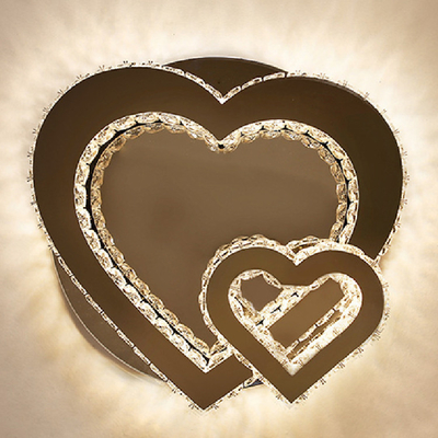 Indoor Romantic Bedroom Modern Crystal Pendant Light Heart Shape