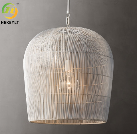 Used For Home/Hotel E27 Rattan And Iron  Art Modern Pendant Light