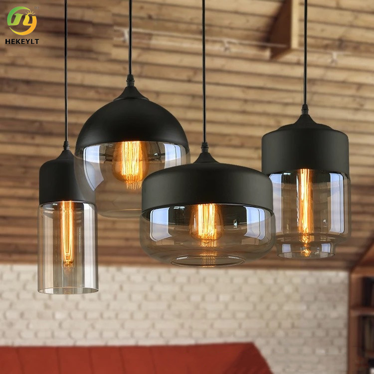 Indoor Hotel Modern Pendant Light E26 With Glass Shade