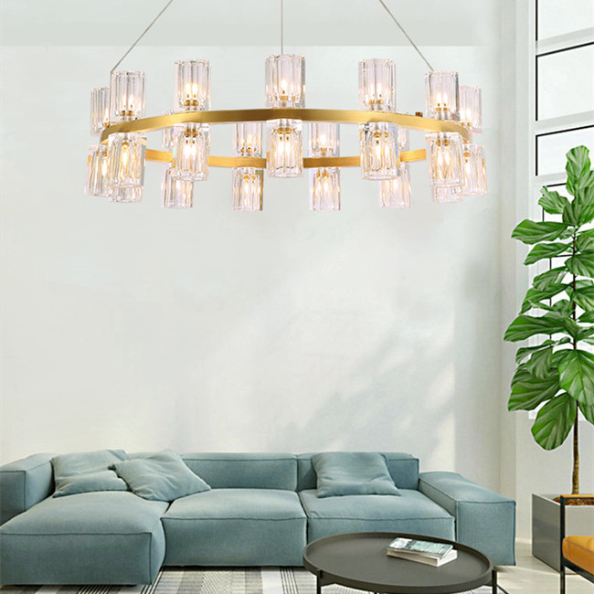 Led Crystal Luxury Chandelier American Minimalist Villa Hotel Soft Decoration Light