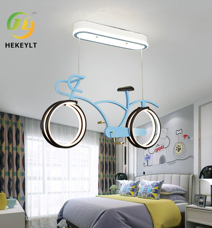 Children'S Room Bicycle Chandelier Eyeshield Simple Bedroom LED Personality Cartoon Bicycle Light