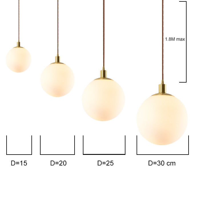 Home CRI Ra70 Diameter 15 / 20 / 25cm Glass Ball Hanging Lights