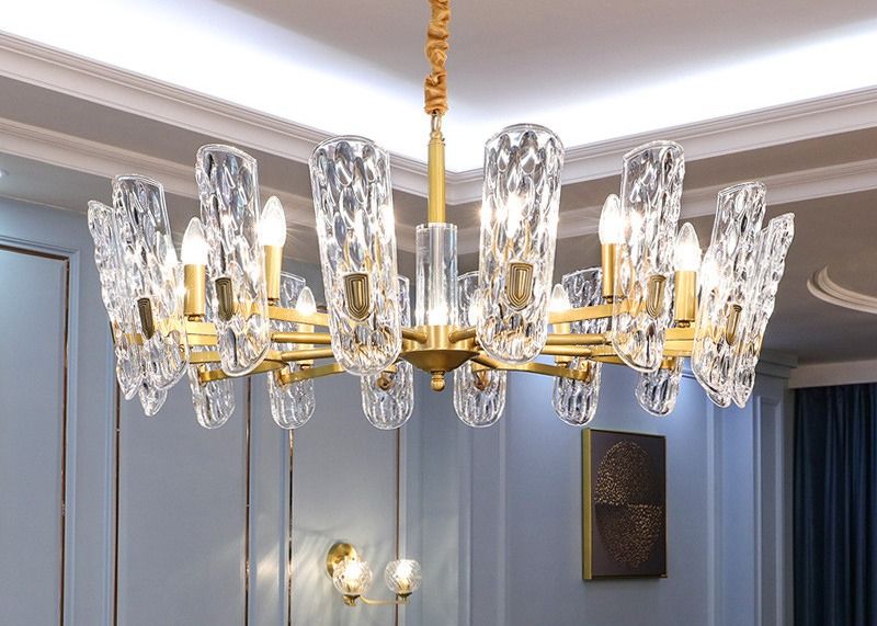 Gold Led Living Room 240V 100*45cm Crystal Hanging Pendant Lights