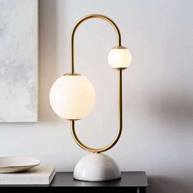 Glass Balls White Gold Iron Length 38cm Height 69cm Bedside Table Lamp