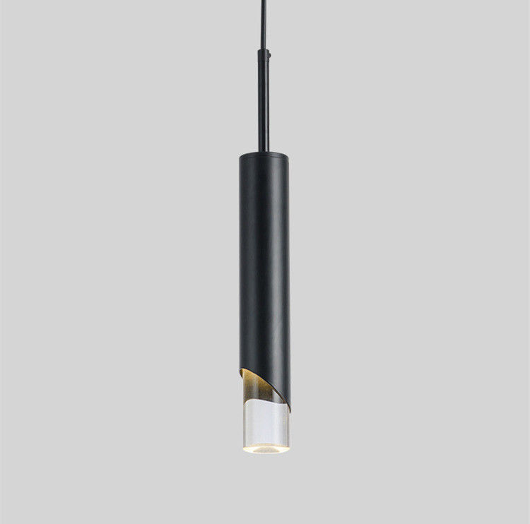Glass Metal Long Slim LED Modern Pendant Light Gold And Black