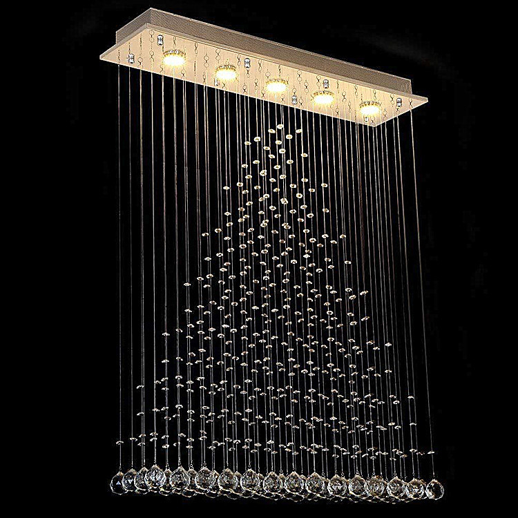 Raindrop Dining Room Crystal Pendant Light Polished Nano Plated