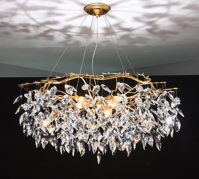 Indoor Nordic Luxury 6 Heads G9 Crystal Pendant Light Height 45cm