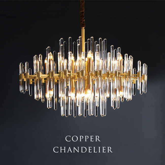 Hanging Glass  Copper Crystal Pendant Light Ra80 110lm