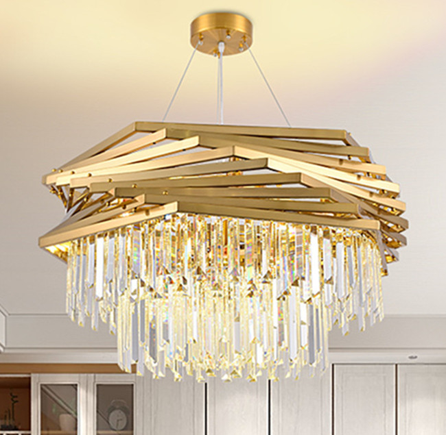 Villa Luxury Living Room Crystal Pendant Light Dia 60cm With 8 Head