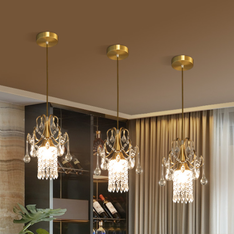 Custom Apartment Modern Crystal Gold Pendant Light D23*H30cm