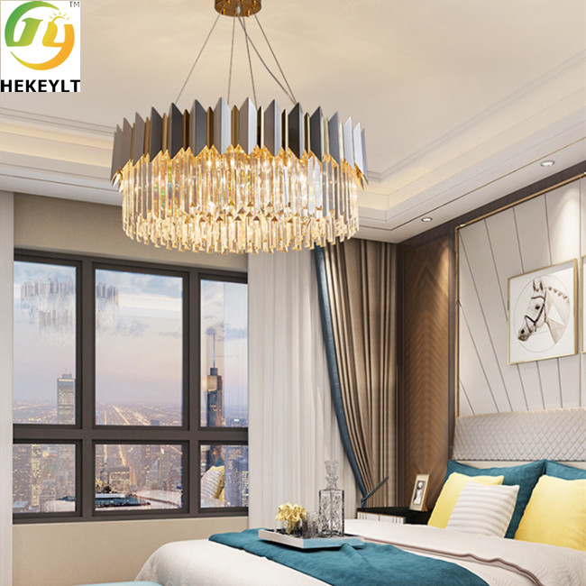 AC85 Nordic Elegant Crystal Pendant Light Modern Living Room Hanging Lamp