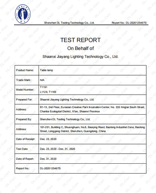 China Shaanxi Jiayang Lighting Technology Co., Ltd. certification